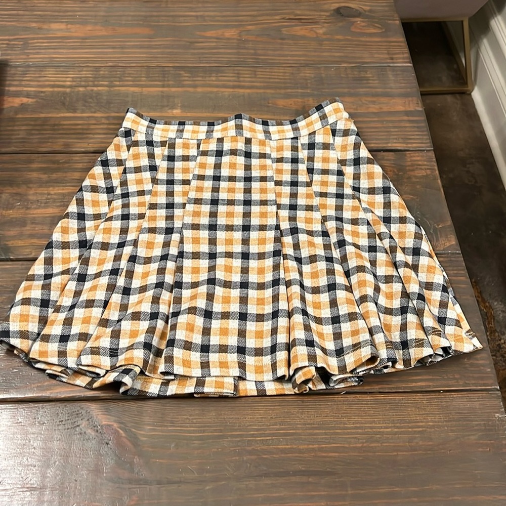 Free people pleated plaid skater skirt